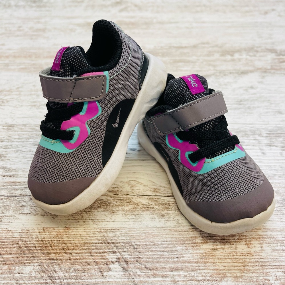 Nike Explore Strada TD Stylish Gray Purple Kids Tennis Sneakers Shoes Size 4